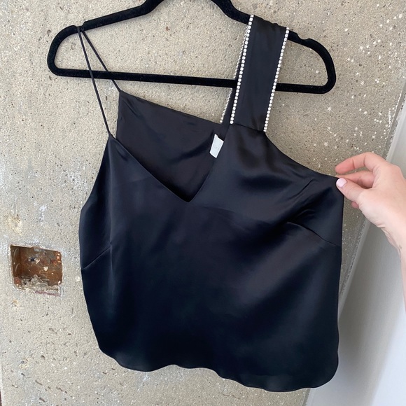 Michelle Mason silk asymmetrical crystal cami - Picture 4 of 11